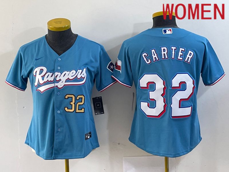 Women Texas Rangers 32 Carter Blue Game Nike 2024 MLB Jersey style 2